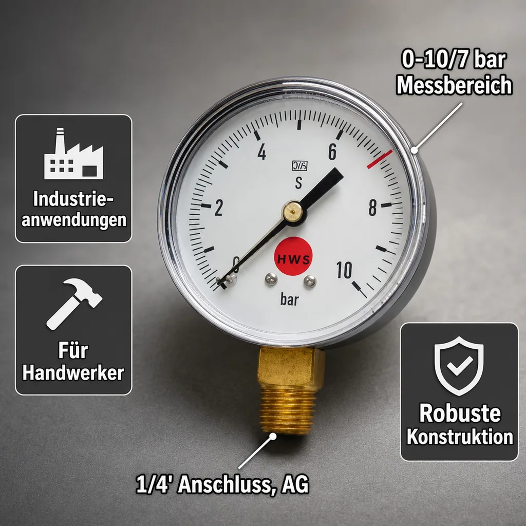 Arbeitsmanometer, 0-10/7 bar