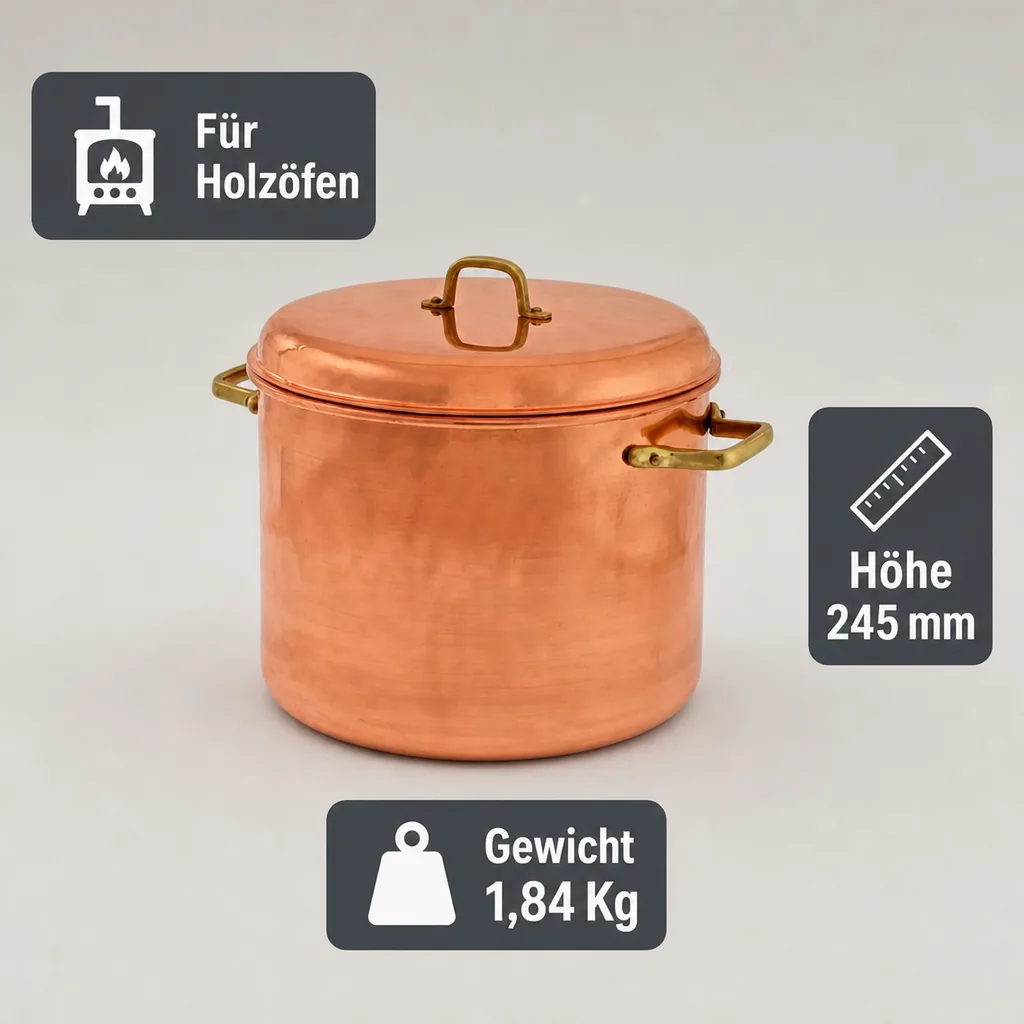 Kupfertopf Mit Griffen, 24 cm - Perfekt für die Zubereitung von köstlichen Gerichten