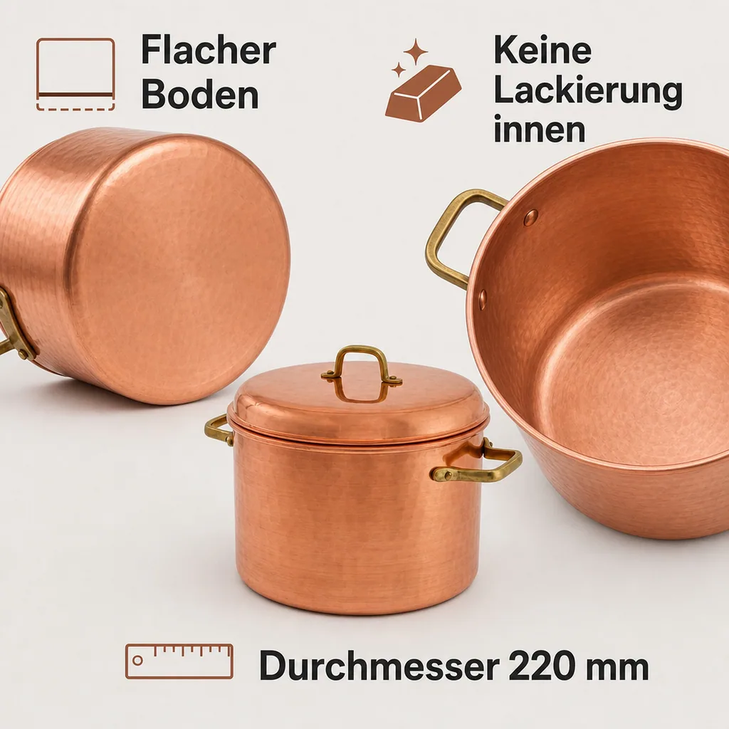 Kupfertopf Mit Griffen, 24 cm - Perfekt für die Zubereitung von köstlichen Gerichten