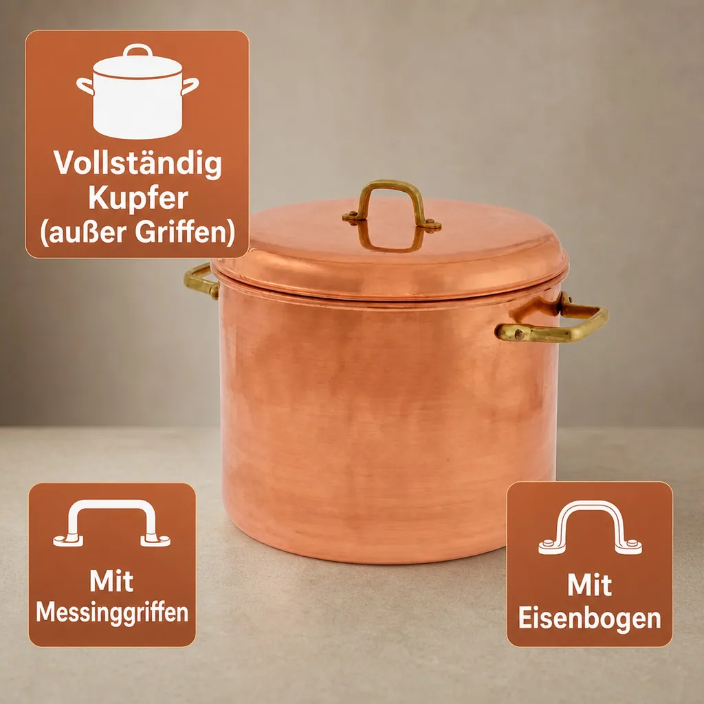 Kupfertopf Mit Griffen, 24 cm - Perfekt für die Zubereitung von köstlichen Gerichten