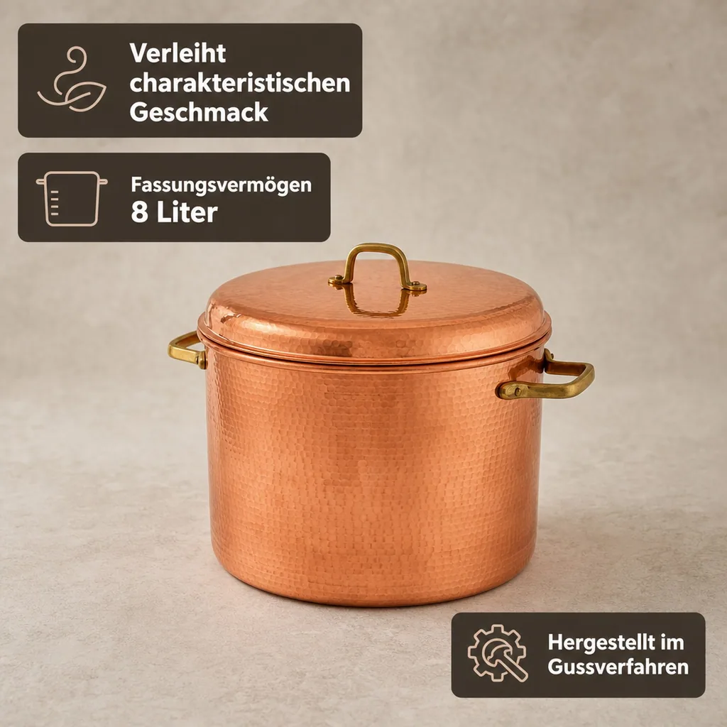 Kupfertopf Mit Griffen, 24 cm - Perfekt für die Zubereitung von köstlichen Gerichten