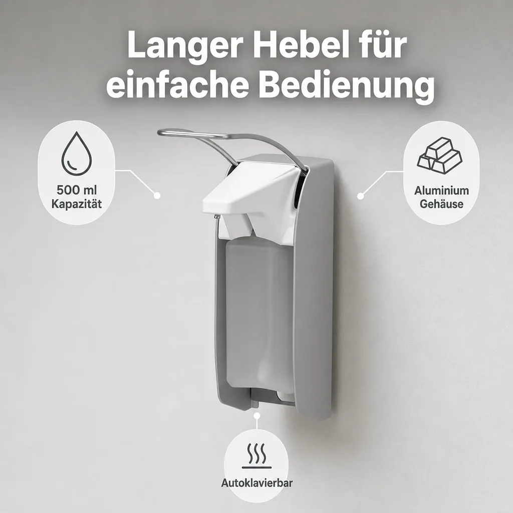 Desinfektionsspender/Seifenspender - LH 500ml Aluminium, ingo-man plus Version