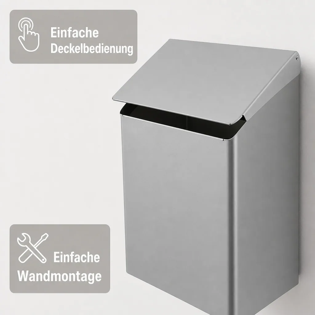 Abfallbehälter, Abfalleimer, Müllbehälter 7 Liter, Edelstahl