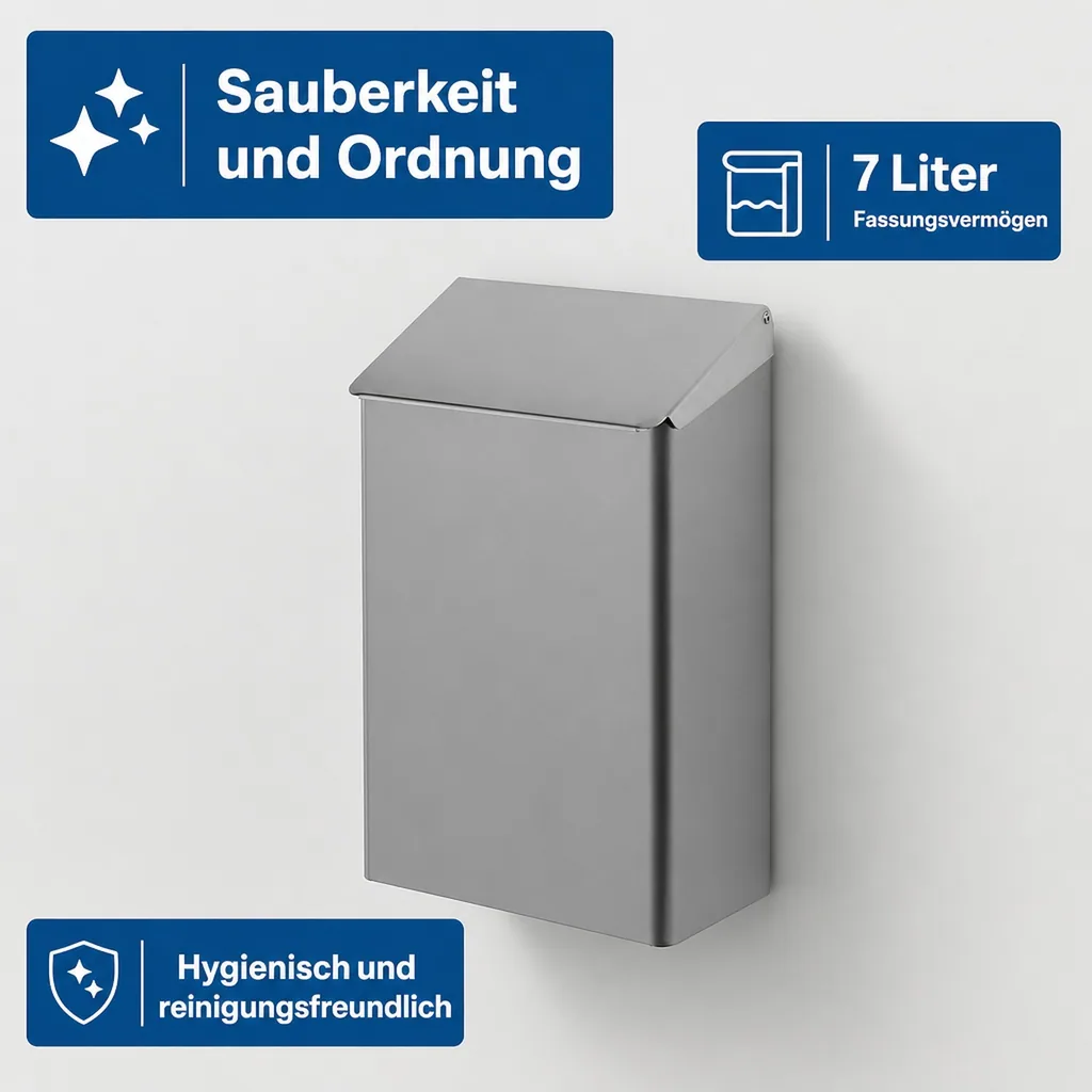 Abfallbehälter, Abfalleimer, Müllbehälter 7 Liter, Edelstahl