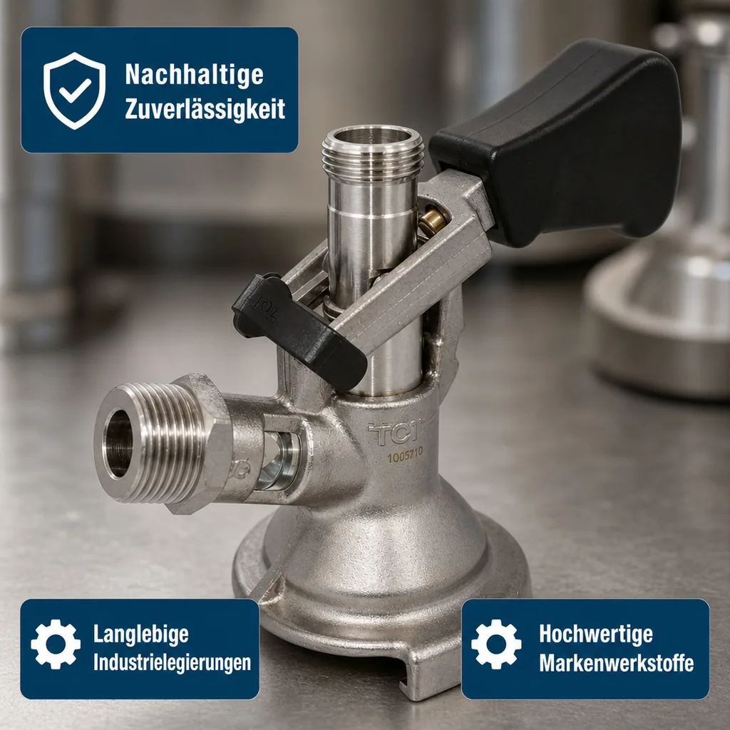 Zapfkopf - Keg Verschluss, Kombi-Fitting, oberer Ausgang (Kelleranstich)