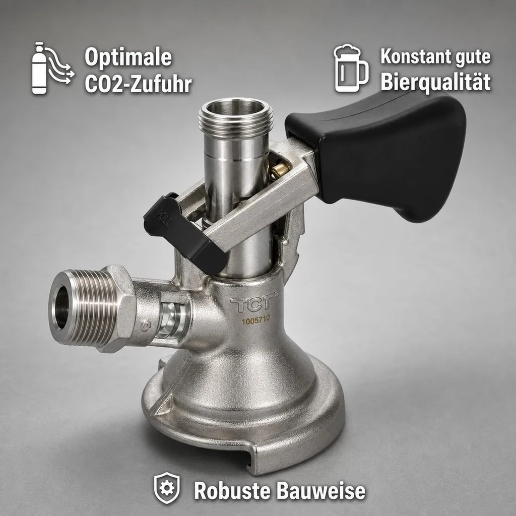 Zapfkopf - Keg Verschluss, Kombi-Fitting, oberer Ausgang (Kelleranstich)