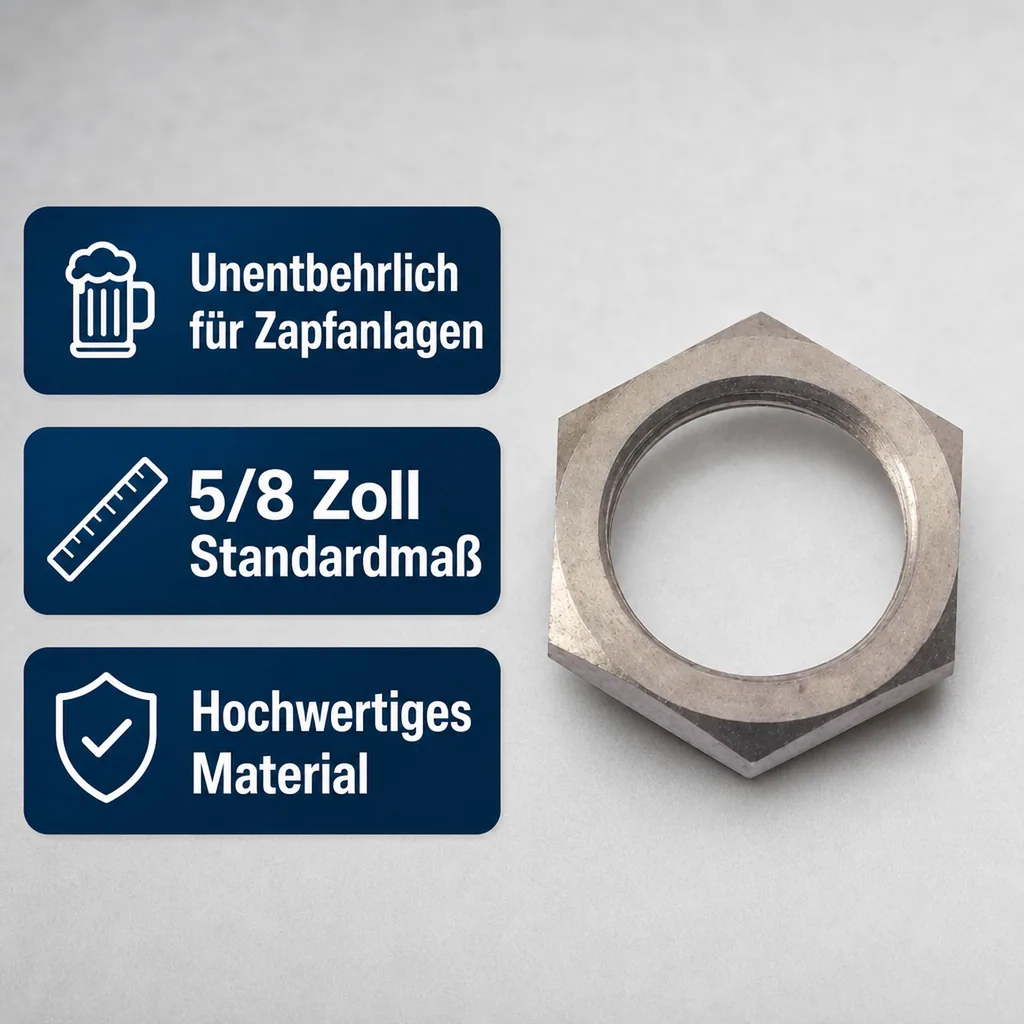 Gegenmutter mit Schankhahn, 5/8 Zoll