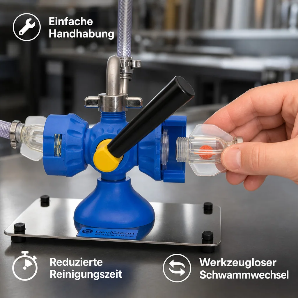 Bierleitung Reinigungsgerät Bevi Handy, chemisch-mechanisches System mit Zubehör