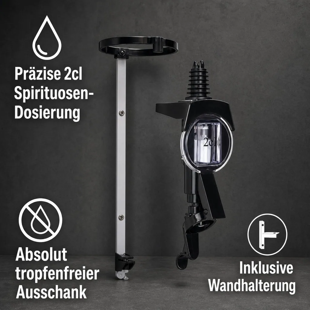 SPIRIT MASTER Portionierer, Spirituosen Dosierer - 2 cl für 3 Liter Flaschen Anisfest, inkl. Wandhalter