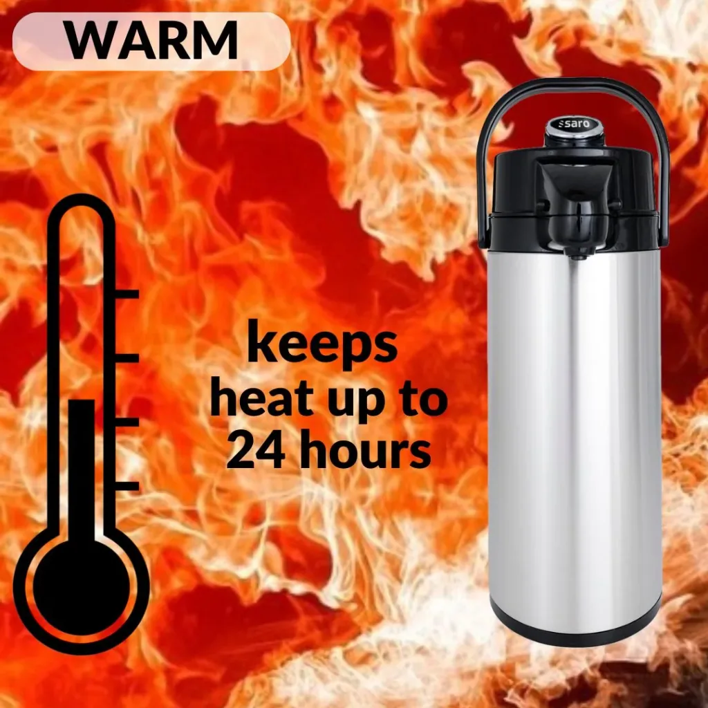 Thermoskanne, Pumpkanne - Glas-Innenleben für 24 Stunden Warm- & Kalthaltung, 2,2L
