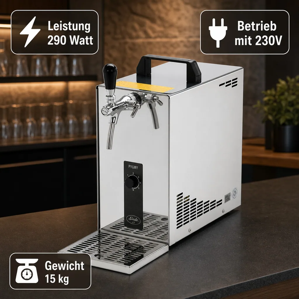 Bierzapfanlage PYGMY 25 1-Zeile, Trockenkühler, 35 l/h, 1 Zapfhahn, Edelstahl