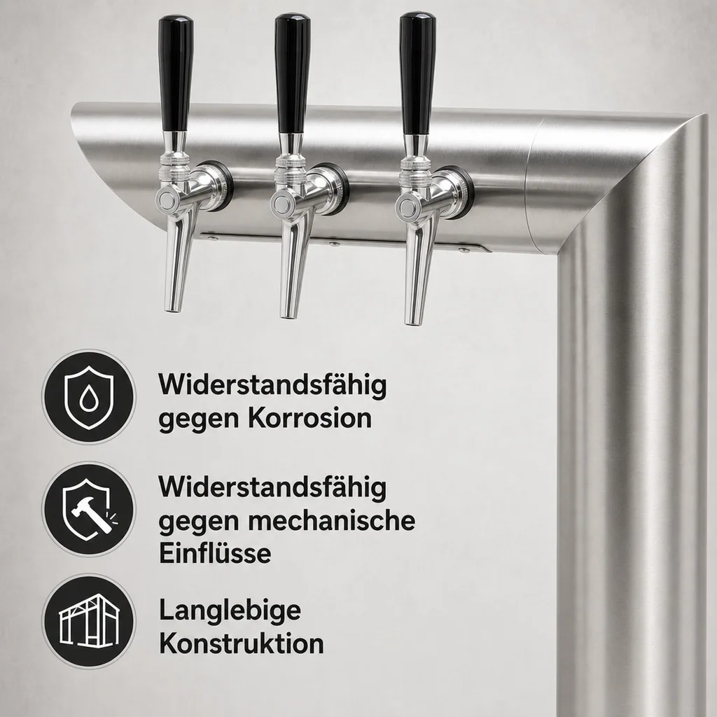 Schanksäule, Bierzapfsäule - CNS matt-geschliffen, 3-leitig
