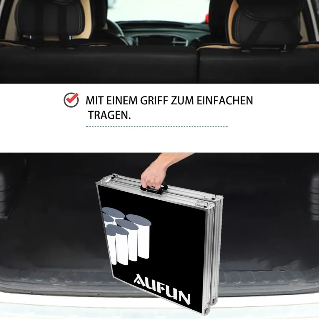 Bierpong Tisch für Partys mit 100 Bechern, 6 Bällen, 242x62 cm schwarz