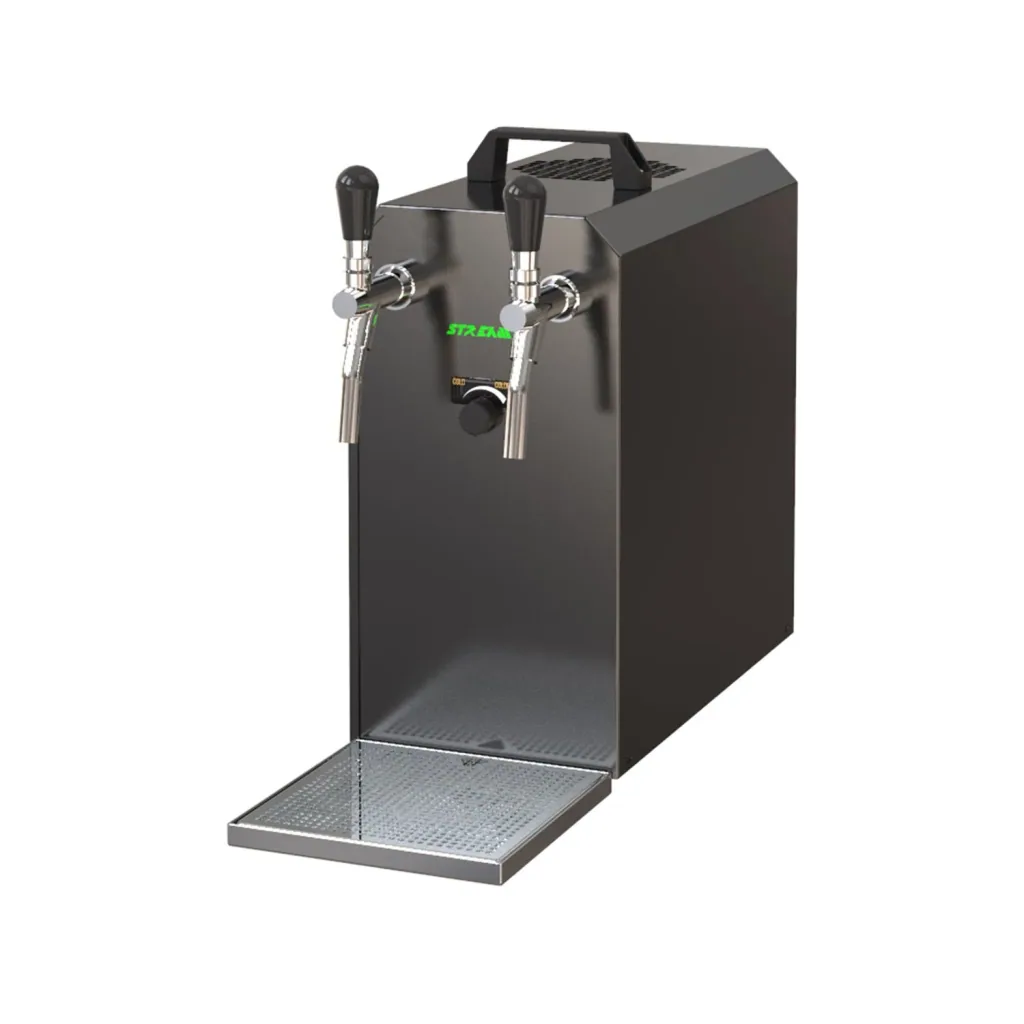 Zapfanlage, Bierzapfanlage STREAM 50K mit Luftpumpe Bierkoffer, Durchlaufkühler 2-leitig Trockenkühler, bis zu 55 Liter/h - BLACK EDITION