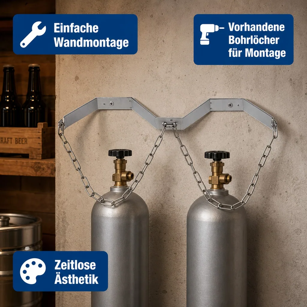 Flaschenhalter für zwei CO2-Flaschen