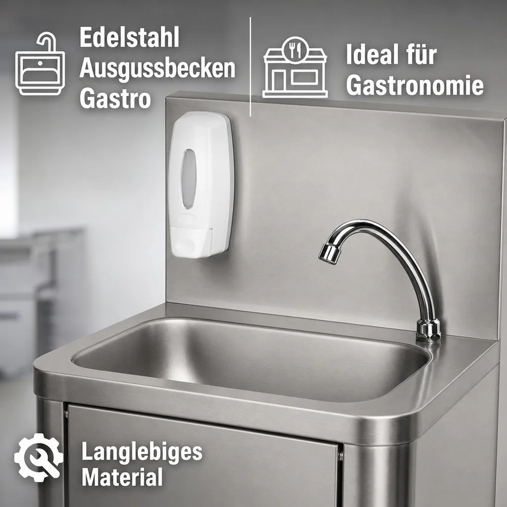 Ausgussbecken, Waschbecken - Edelstahl, Gastro, 400 x 340 x 595 mm