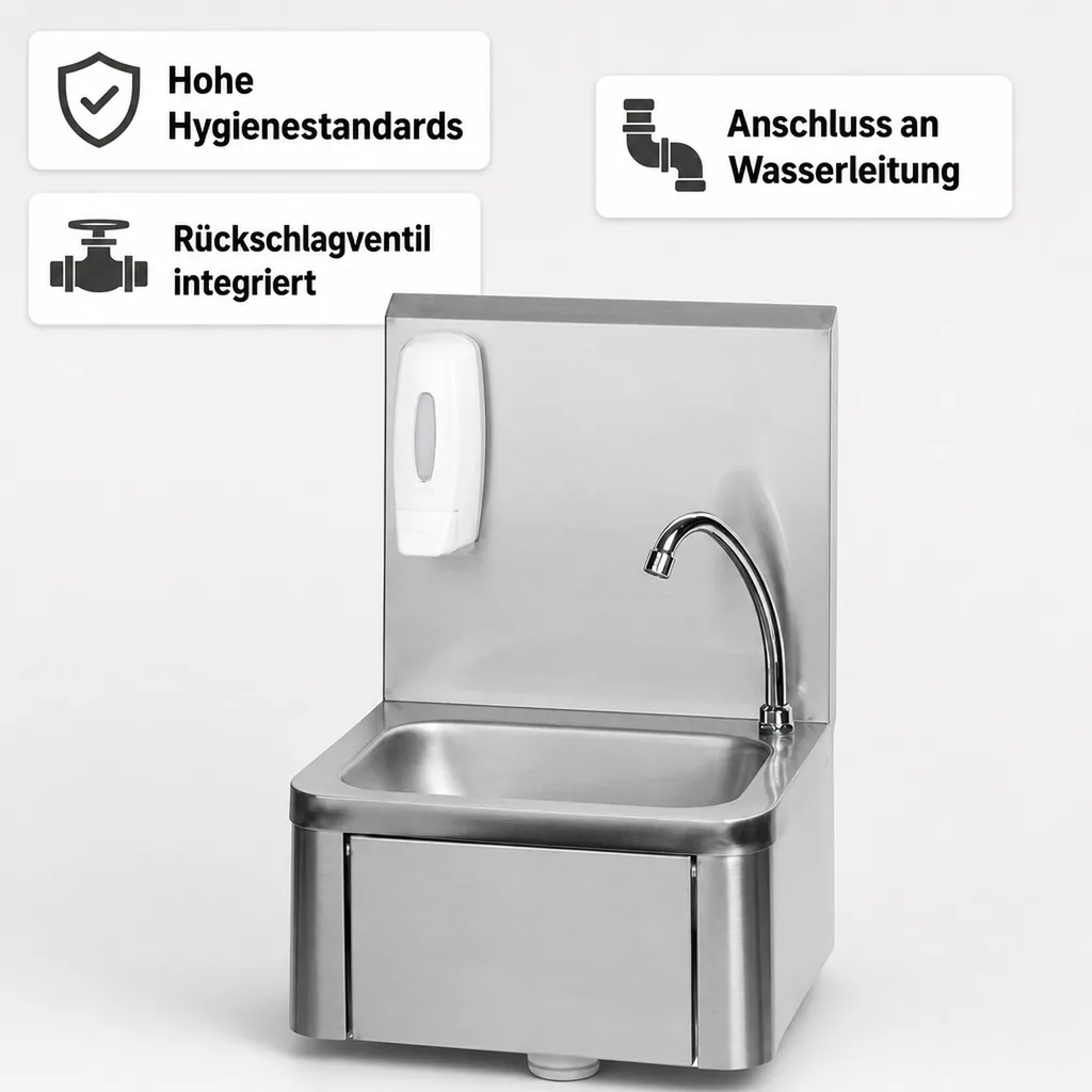 Ausgussbecken, Waschbecken - Edelstahl, Gastro, 400 x 340 x 595 mm