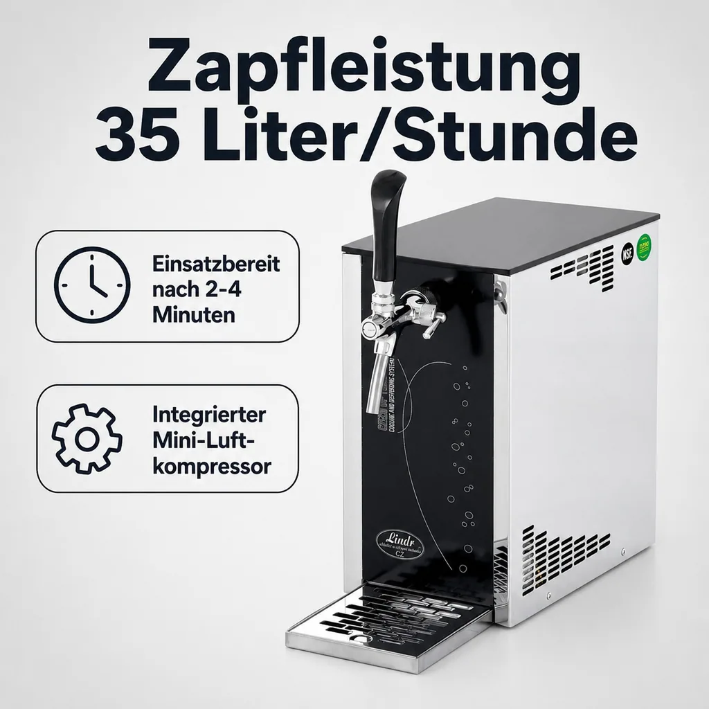 Zapfanlage, Bierzapfanlage PYGMY 25/K Exclusive - Trockenkühler, ohne CO2 - Luftkompressor - 1leitig