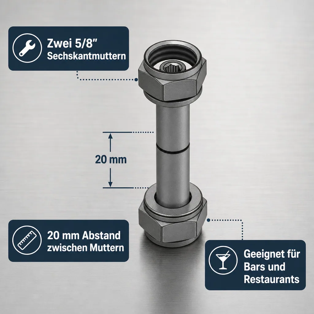 Verbindungsstück für Zwischendruckregler, 2x 5/8" Sechskantmuttern