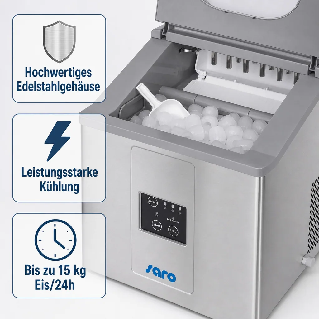 Eismaschine, Nuggeteisbereiter - Modell EB 15 mit Luftkühlung