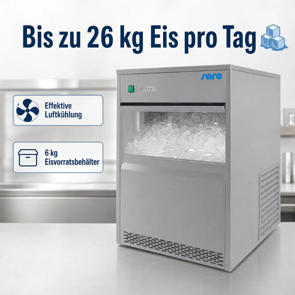 Eiswürfelmaschine, Eiswürfelbereiter - Modell EB 26 mit Luftkühlung