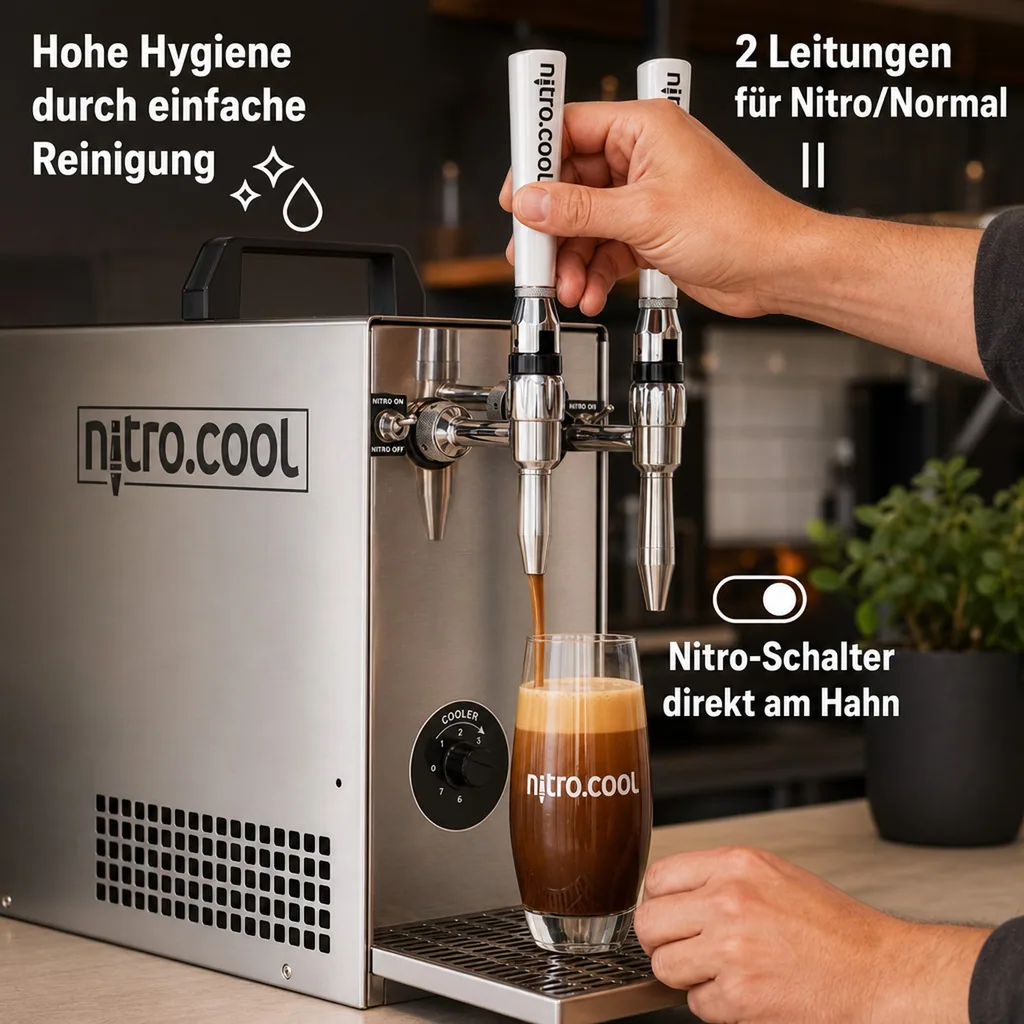 Zapfanlage für Cold Brew Kaffee Nitro Coffee, 2 leitig