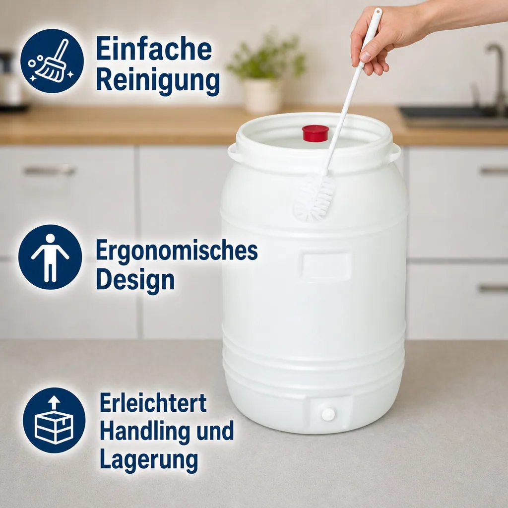 Gärbehälter, Getränkefass, Mostfass - Kunststoff, Gärspund + Zapfhahn, 60L