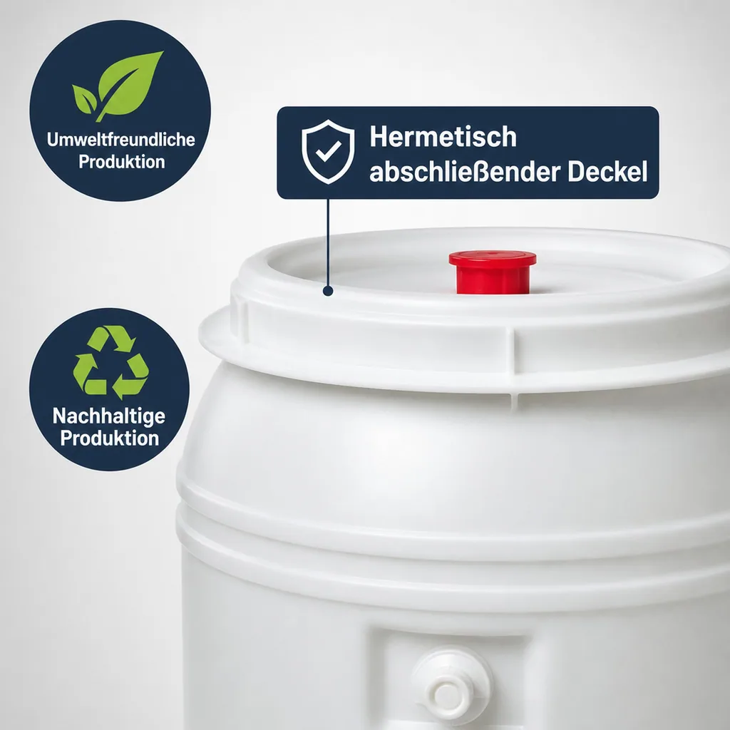 Gärbehälter, Getränkefass, Mostfass - Kunststoff, Gärspund + Zapfhahn, 60L