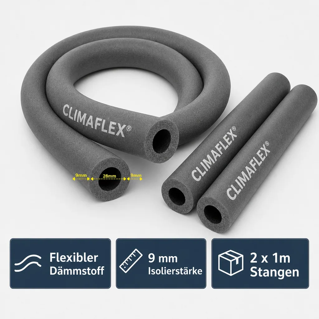 CLIMAFLEX® 2m Isolierschlauch Ø 28 mm x 9 mm Dämmung