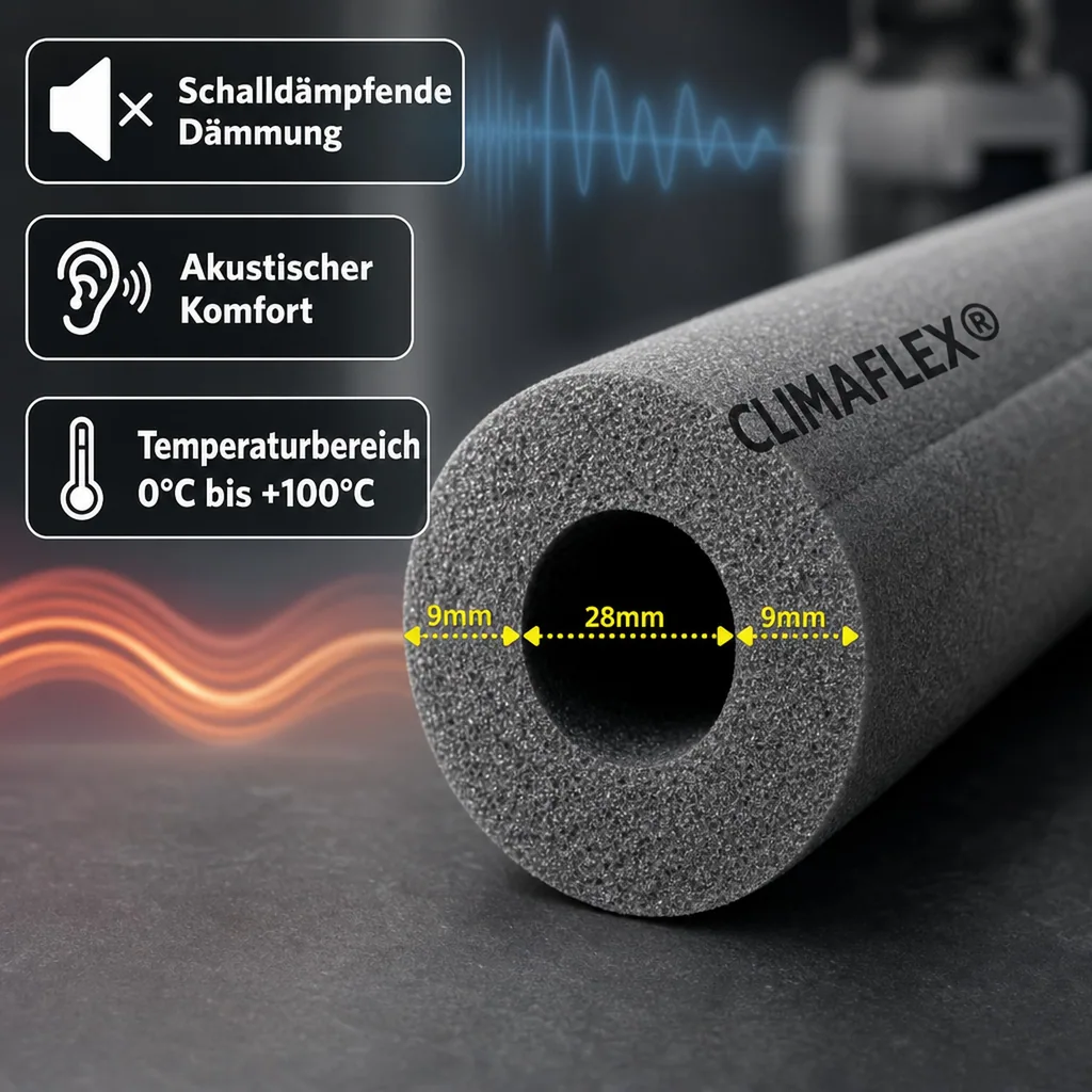 CLIMAFLEX® 2m Isolierschlauch Ø 28 mm x 9 mm Dämmung