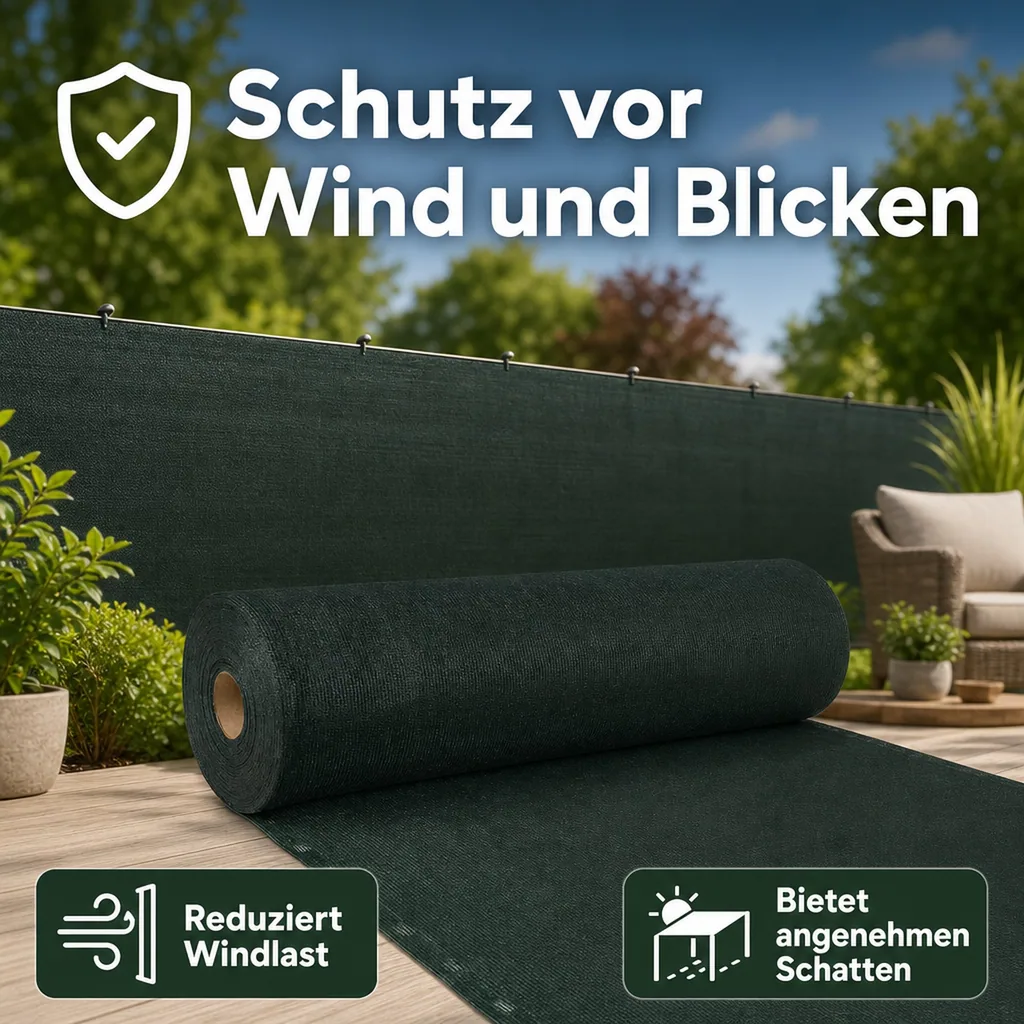 Sichtschutznetz, Windschutznetz, 2x1 Meter, 2 m Breite, Gartenzaun Blende