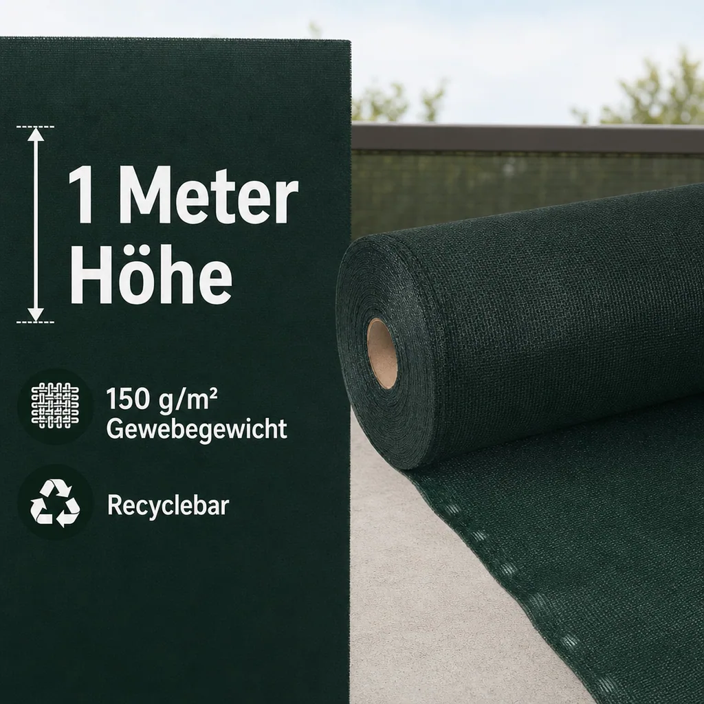 Sichtschutznetz, Windschutznetz, 2x1 Meter, 2 m Breite, Gartenzaun Blende
