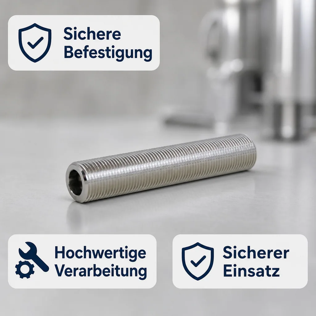 Gewindestutzen, Gewinderohre - mit beidseitigem Einstich, G 5/8“, Innen Ø 7 mm, L=40 mm, Edelstahl