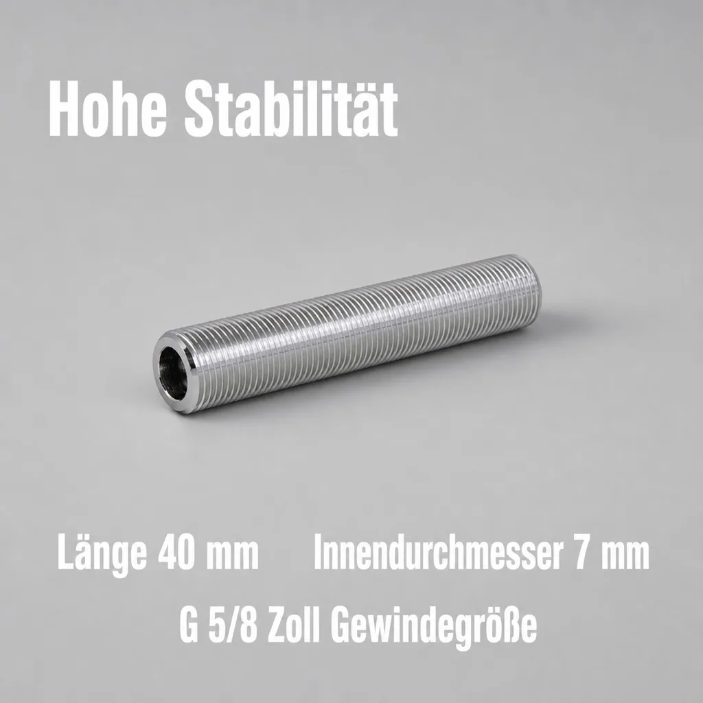 Gewindestutzen, Gewinderohre - mit beidseitigem Einstich, G 5/8“, Innen Ø 7 mm, L=40 mm, Edelstahl