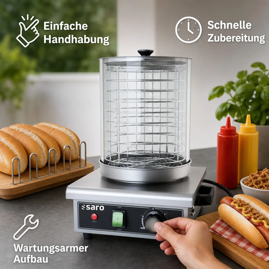 Hot Dog Maker, Bockwurstwärmer, Würstchenwärmer - Modell HW 1, Edelstahl