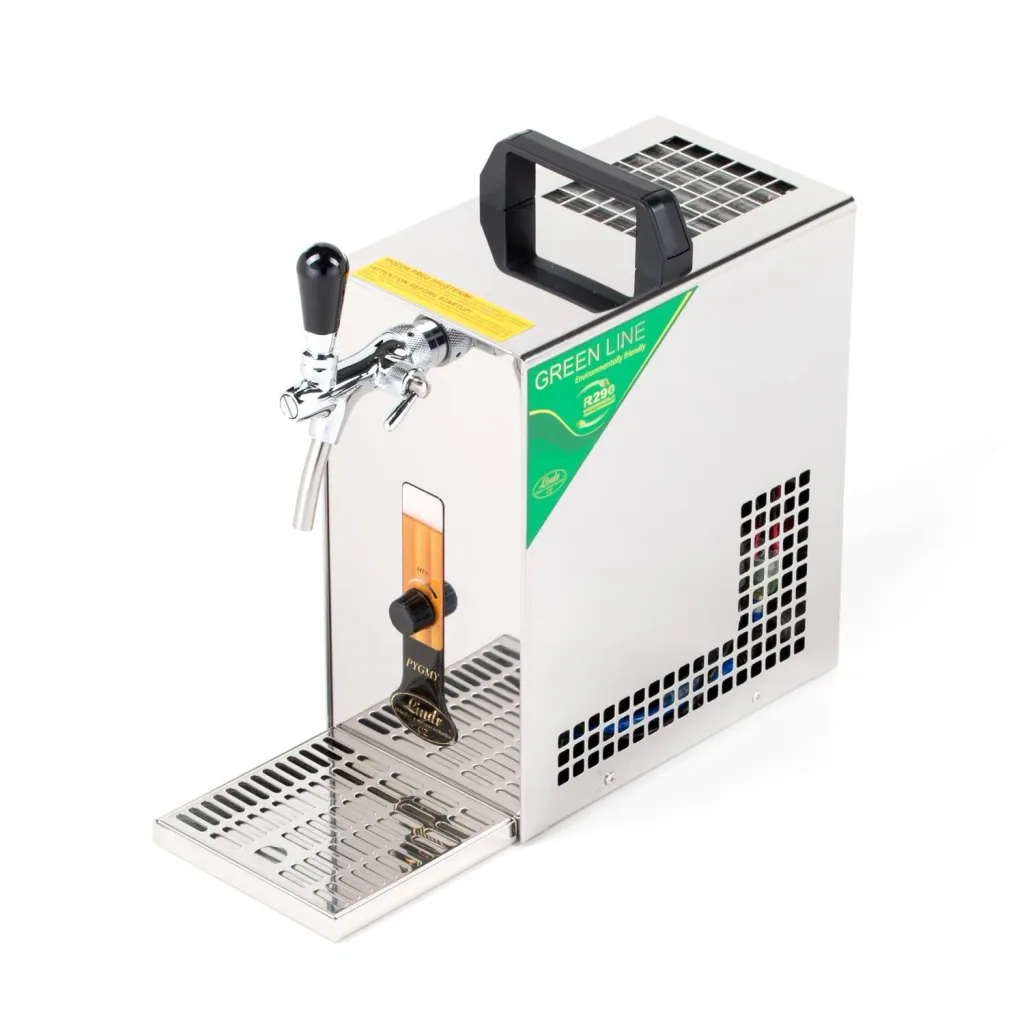 Zapfanlage, Bierzapfanlage PYGMY 25/K mit Membranpumpe, 1-leitig Trockenkühlgerät aus Edelstahl, 35 Liter/h, Green Line