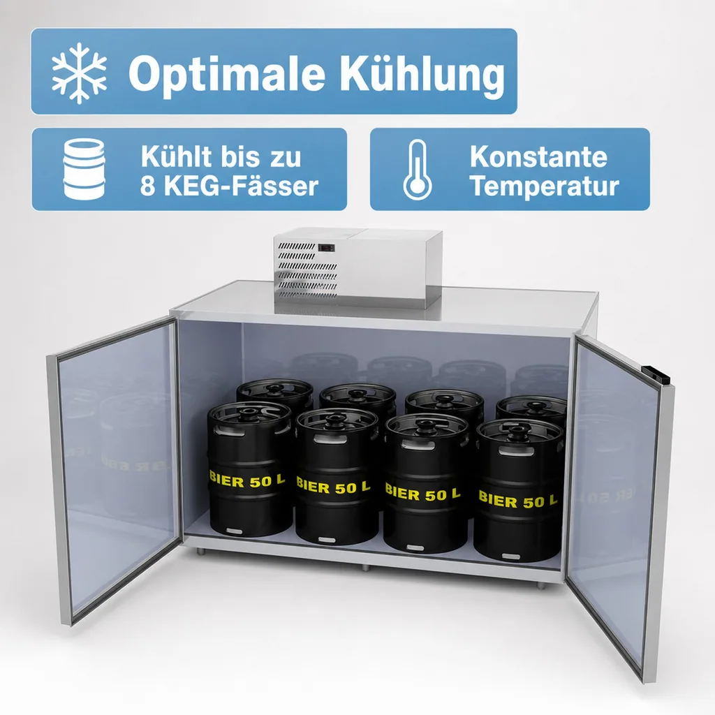 Fasskühler, Fassvorkühler für 8 KEG Fässer, verzinktes Stahlblech