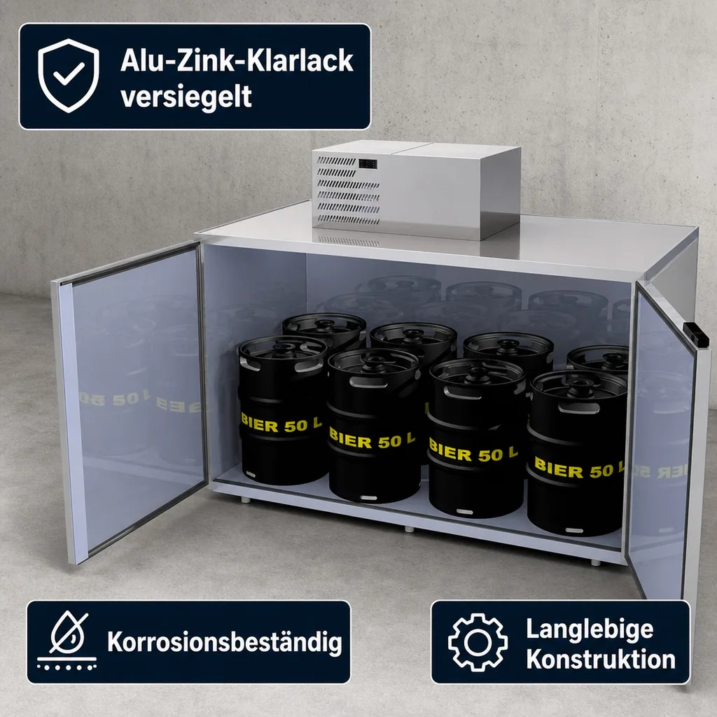 Fasskühler, Fassvorkühler für 8 KEG Fässer, verzinktes Stahlblech