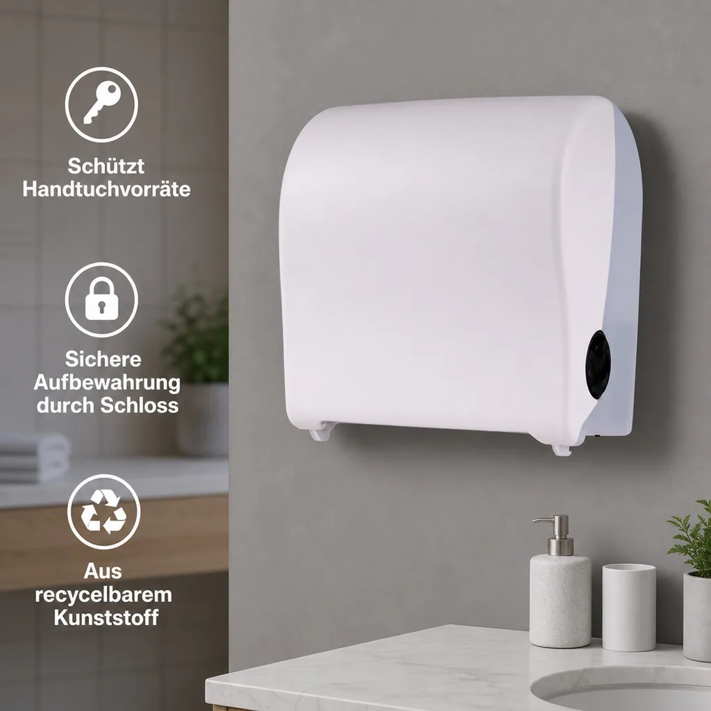 Papierhandtuchspender, Papierhandtuchhalter, Handtuchrollenspender - PQSAutK, Mini, Kunststoff, Weiß