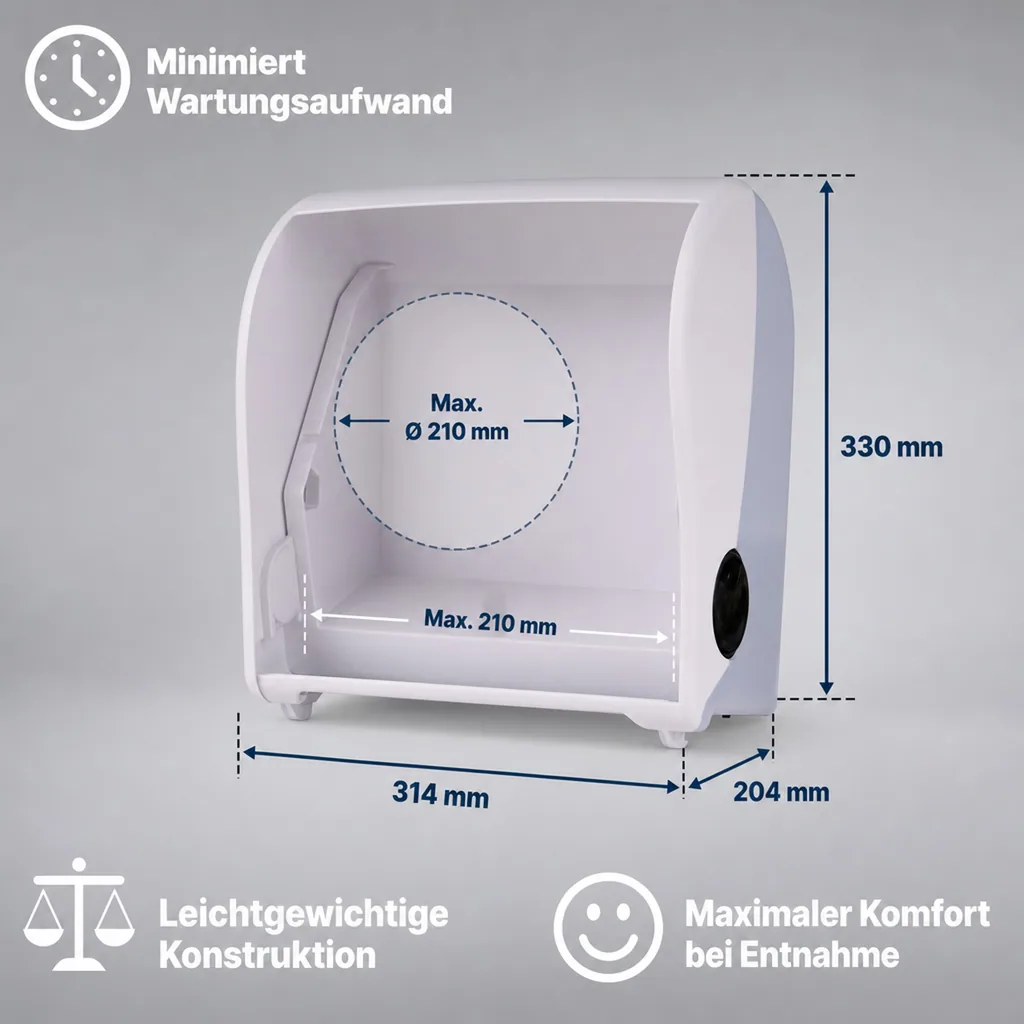 Papierhandtuchspender, Papierhandtuchhalter, Handtuchrollenspender - PQSAutK, Mini, Kunststoff, Weiß