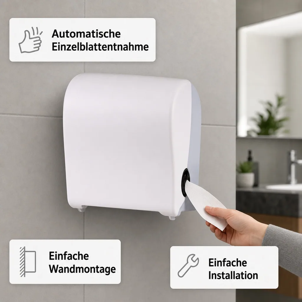 Papierhandtuchspender, Papierhandtuchhalter, Handtuchrollenspender - PQSAutK, Mini, Kunststoff, Weiß