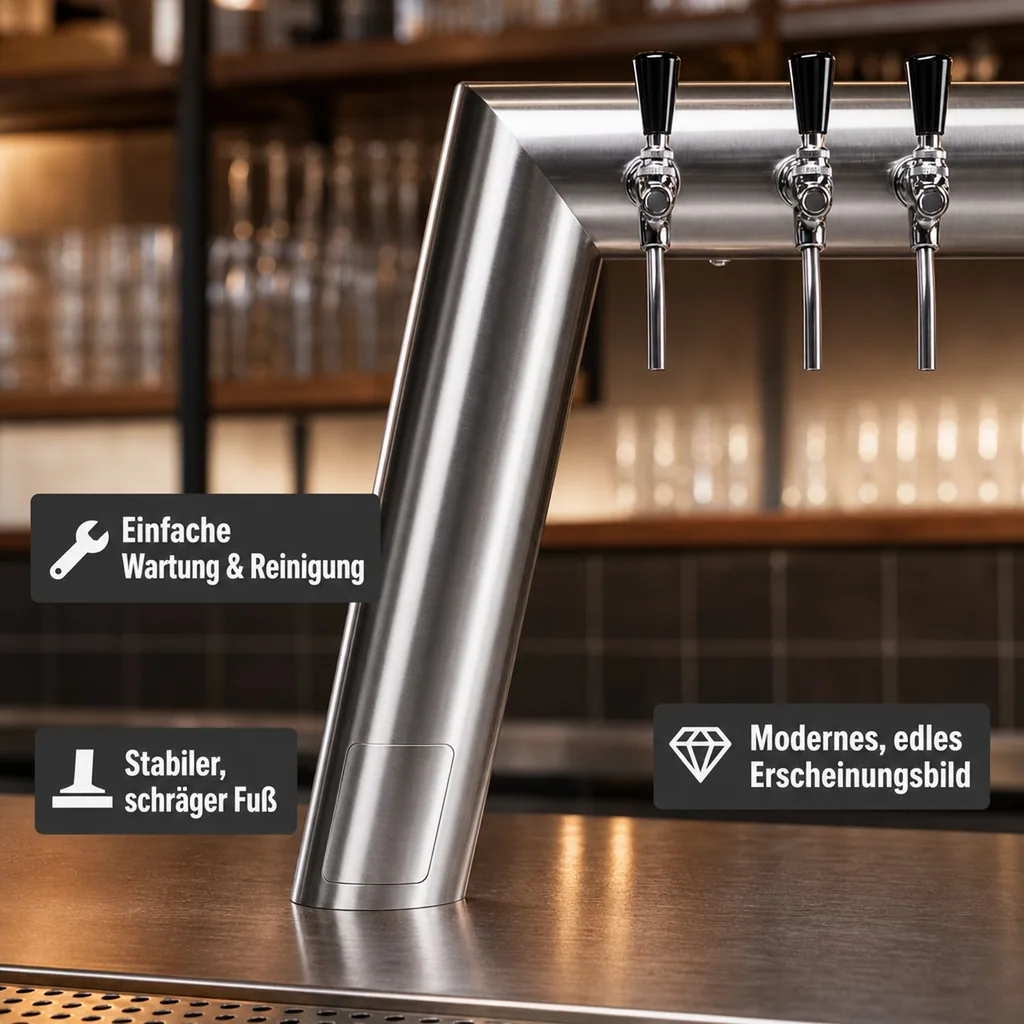 Bierzapfsäule, Schanksäule bier - CNS matt-geschliffen, mit Revisionsklappe unten