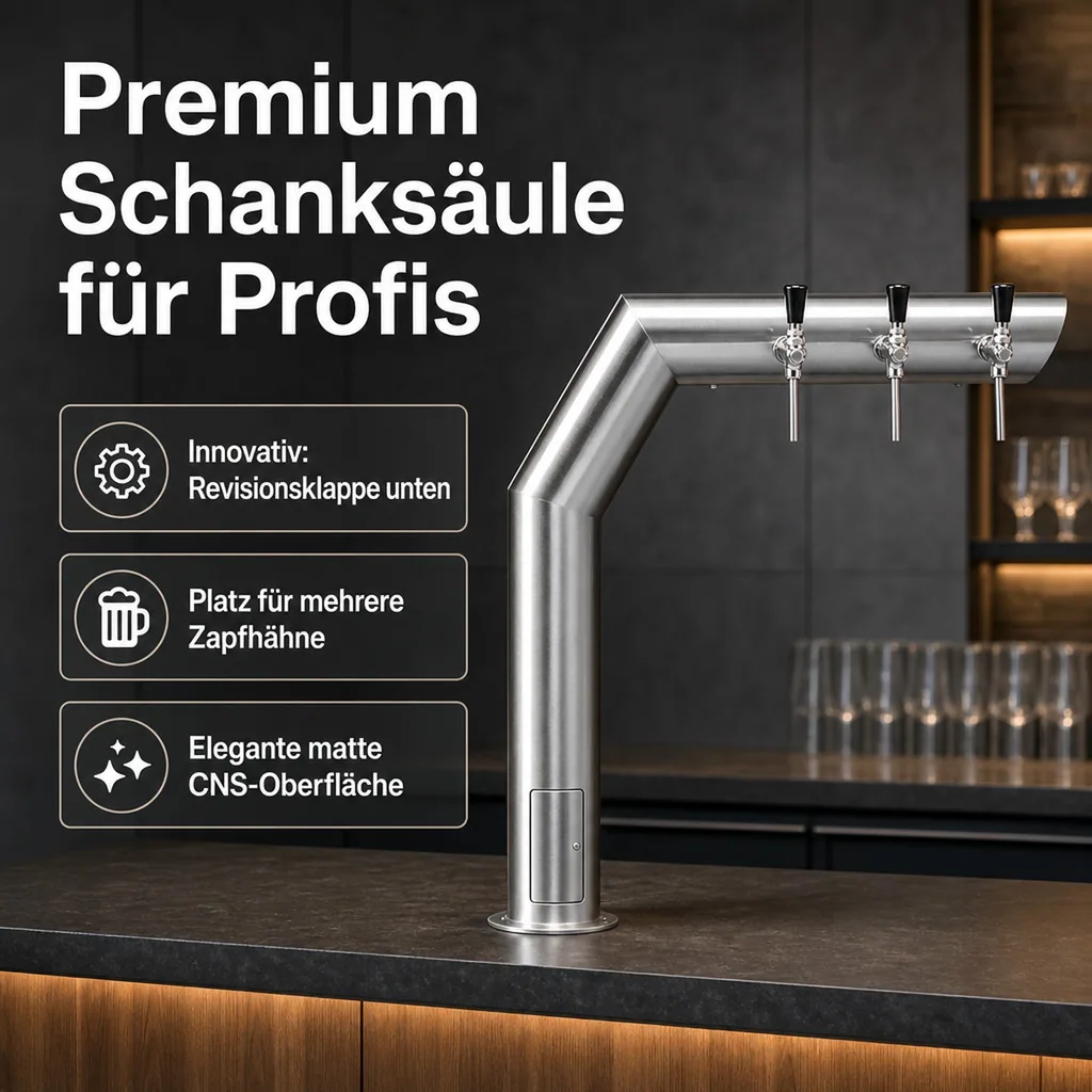 Bierzapfsäule, Schanksäule bier - CNS matt-geschliffen, mit Revisionsklappe unten