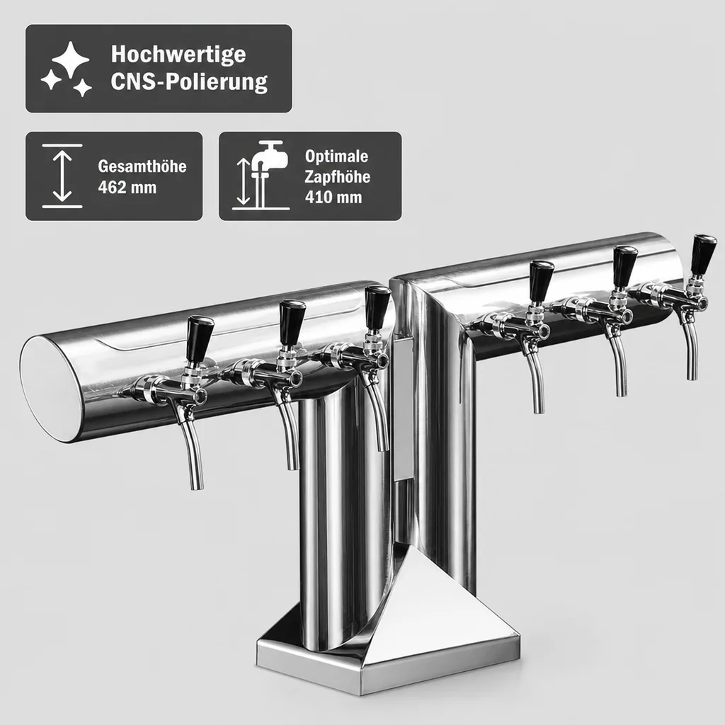 Schanksäule, Bierzapfsäule Modell „RJ9010“, CNS poliert
