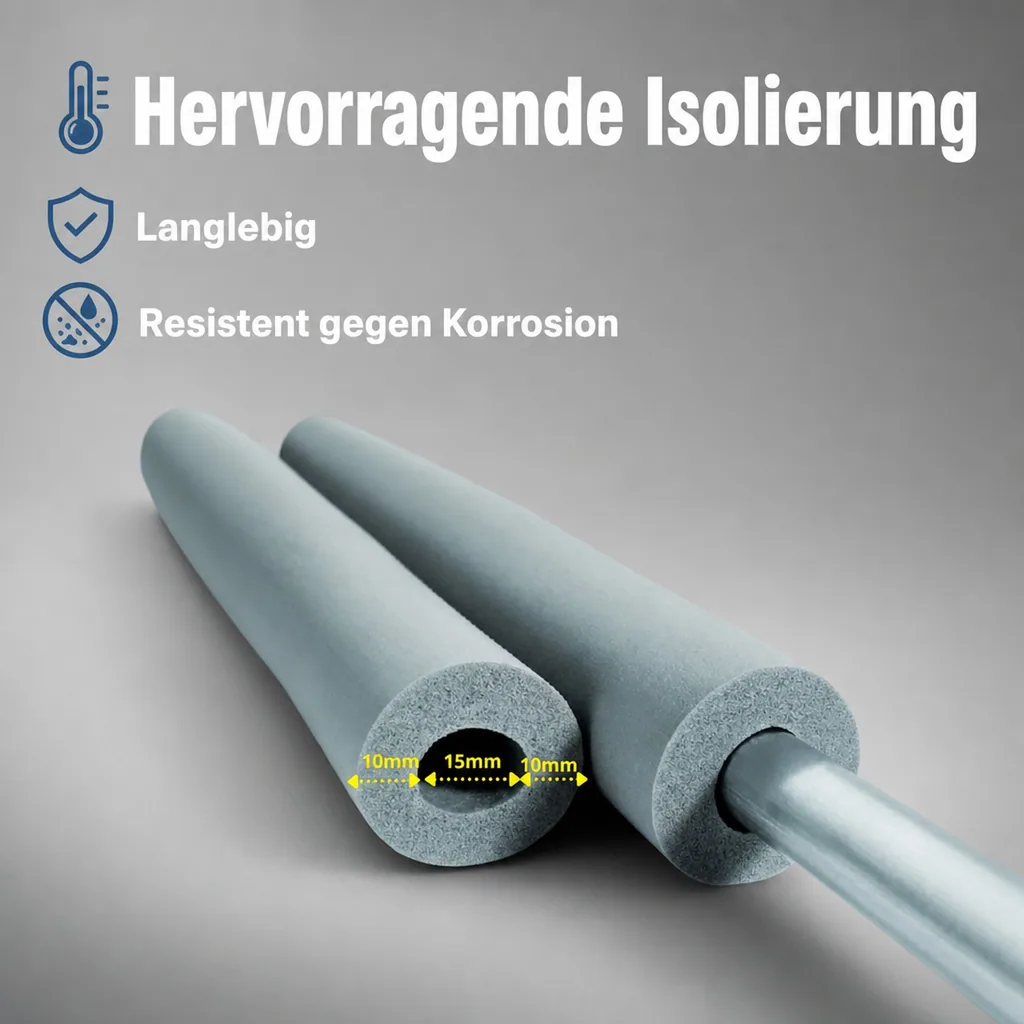 AEROFLEX® SH Rohrisolierung, 2 m, flexible Dämmung aus geschlossenzelligem Schaumgummi, schwarz, 15 x 10 mm