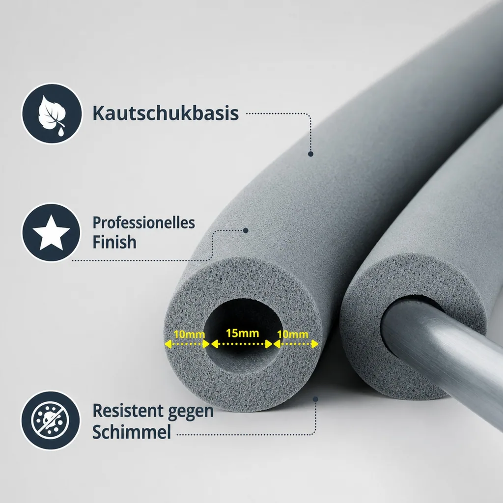 AEROFLEX® SH Rohrisolierung, 2 m, flexible Dämmung aus geschlossenzelligem Schaumgummi, schwarz, 15 x 10 mm