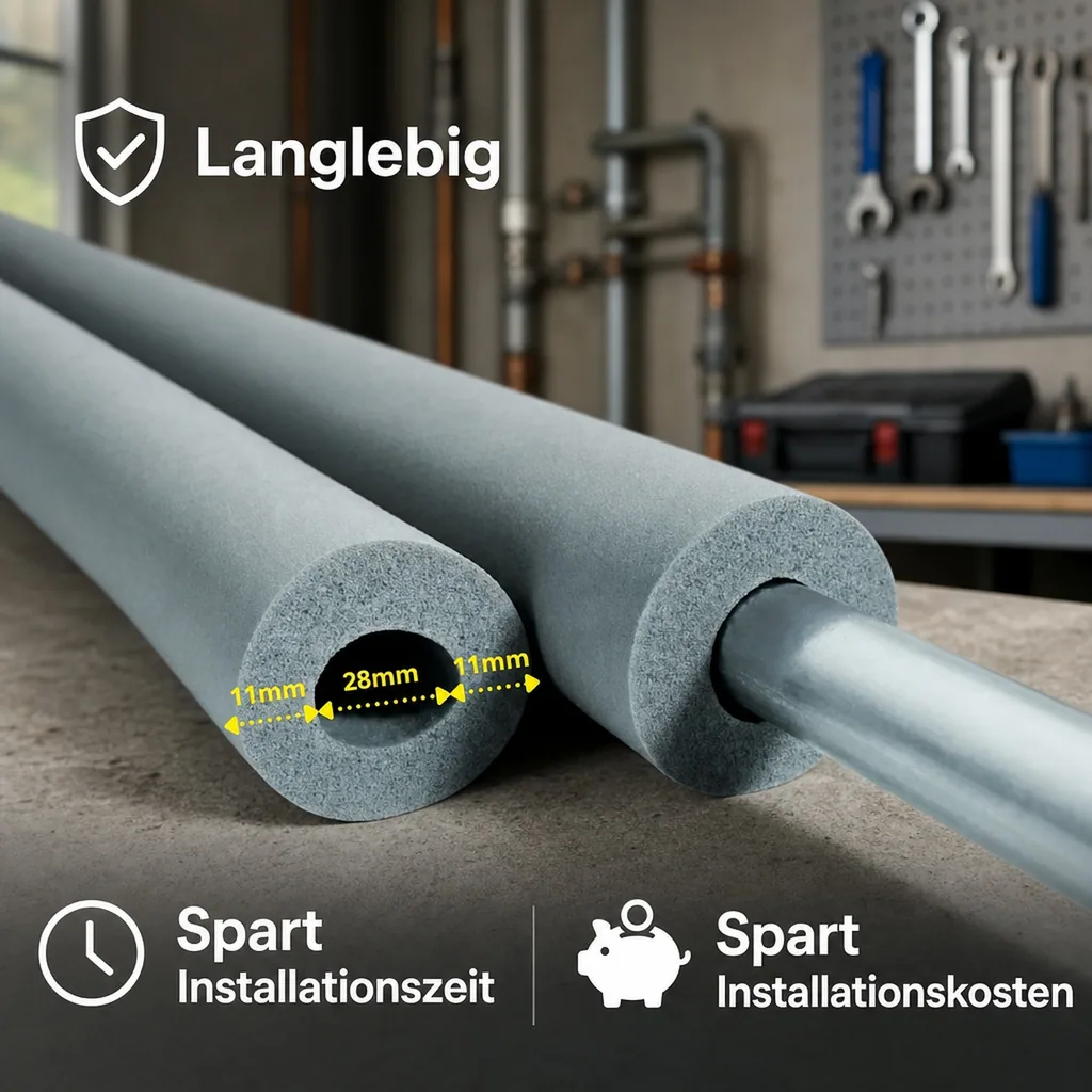 AEROFLEX® SH Rohrisolierung 28 x 10 mm, 2 m, flexible Dämmung aus geschlossenzelligem Elastomerschaum, schwarz