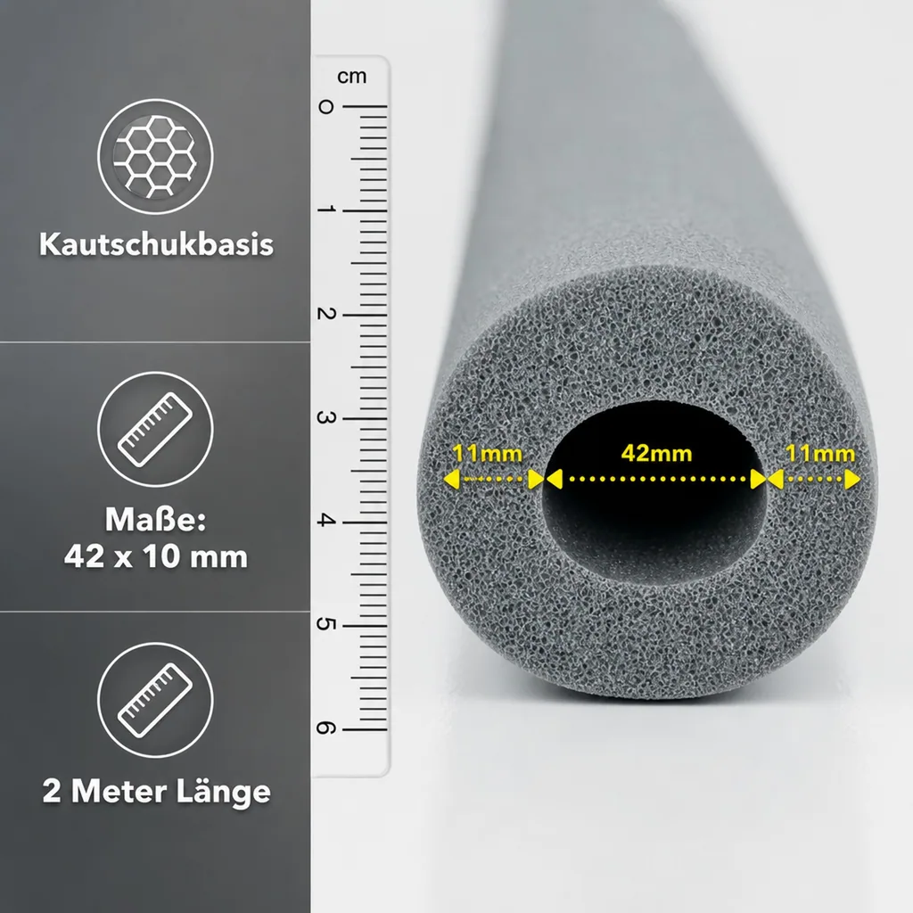 AEROFLEX® SH Pipe Insulation, Pipe Lagging - 2m, Flexible Insulation Material from Closed-Cell Foam Rubber Base, Black - 42 x 10 mm
