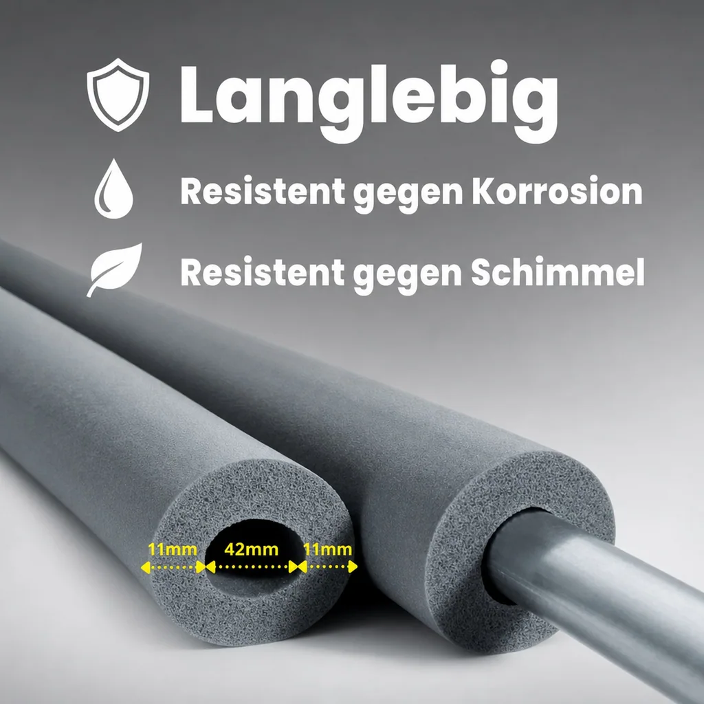 AEROFLEX® SH Pipe Insulation, Pipe Lagging - 2m, Flexible Insulation Material from Closed-Cell Foam Rubber Base, Black - 42 x 10 mm