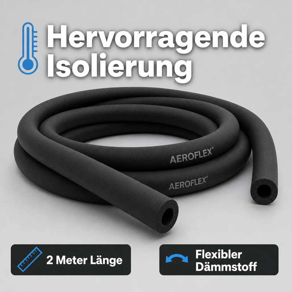 AEROFLEX® SH Rohrisolierung, 2 m, flexible Dämmung aus geschlossenzelligem Schaumgummi, schwarz, 35 x 15 mm